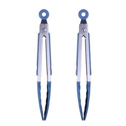 Grand Gourmet Mini Silicone Tong set, Blue, 2 pieces