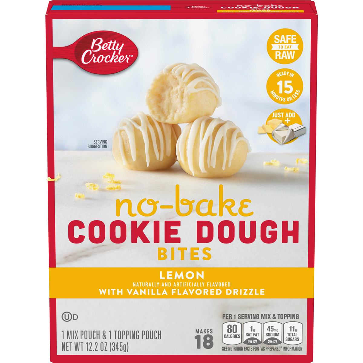 slide 1 of 1, Betty Crocker Cookie Dough Bites, Lemon, No-Bake, 12.2 oz