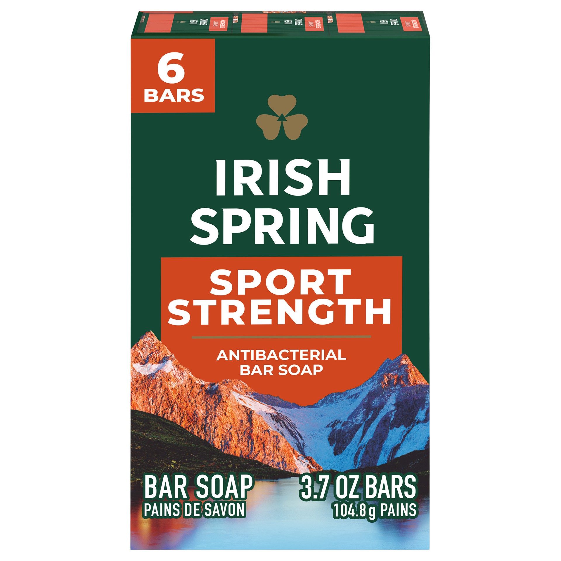 slide 1 of 10, Irish Spring Sport Strength Antibacterial Bar Soap for Men, 3.7 oz, 6 Pack, 3.7 oz