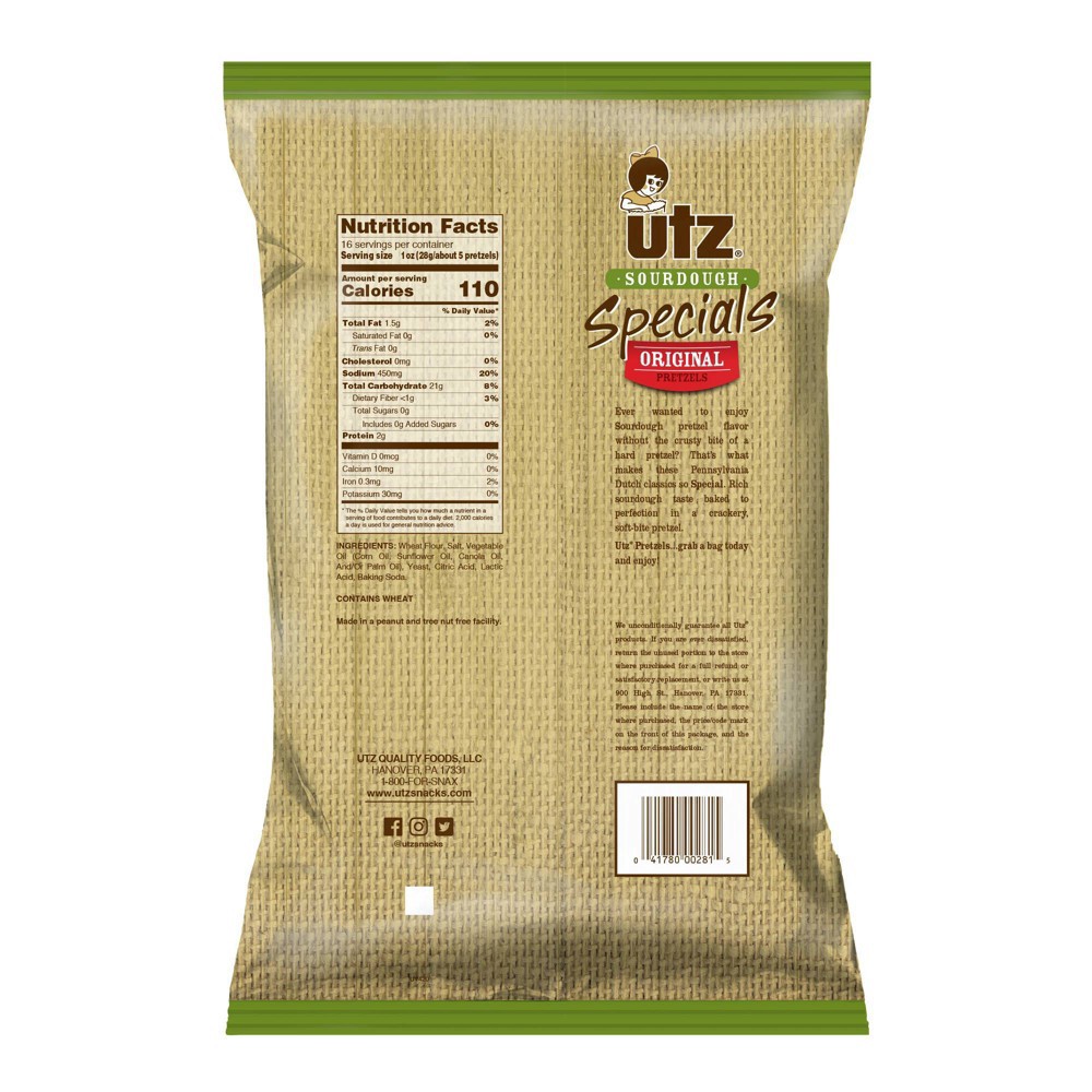 slide 8 of 9, Utz 16 oz Utz Original Sourdough Specials Pretzels, 16 oz