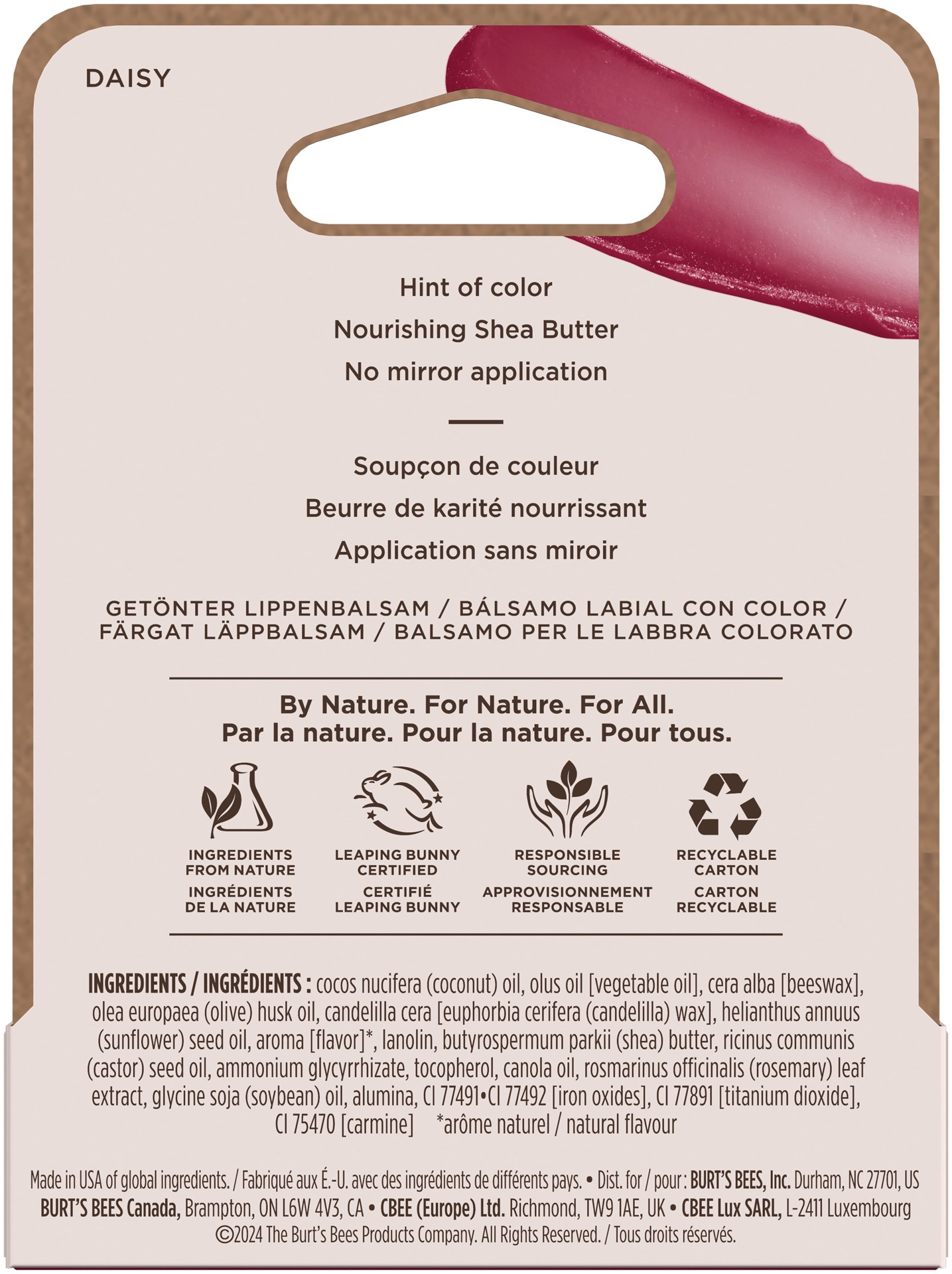 slide 4 of 5, Burt's Bees Daisy Tinted Lip Balm, Natural Origin Lip Care, 1 Tube, 0.15 oz., 0.15 oz