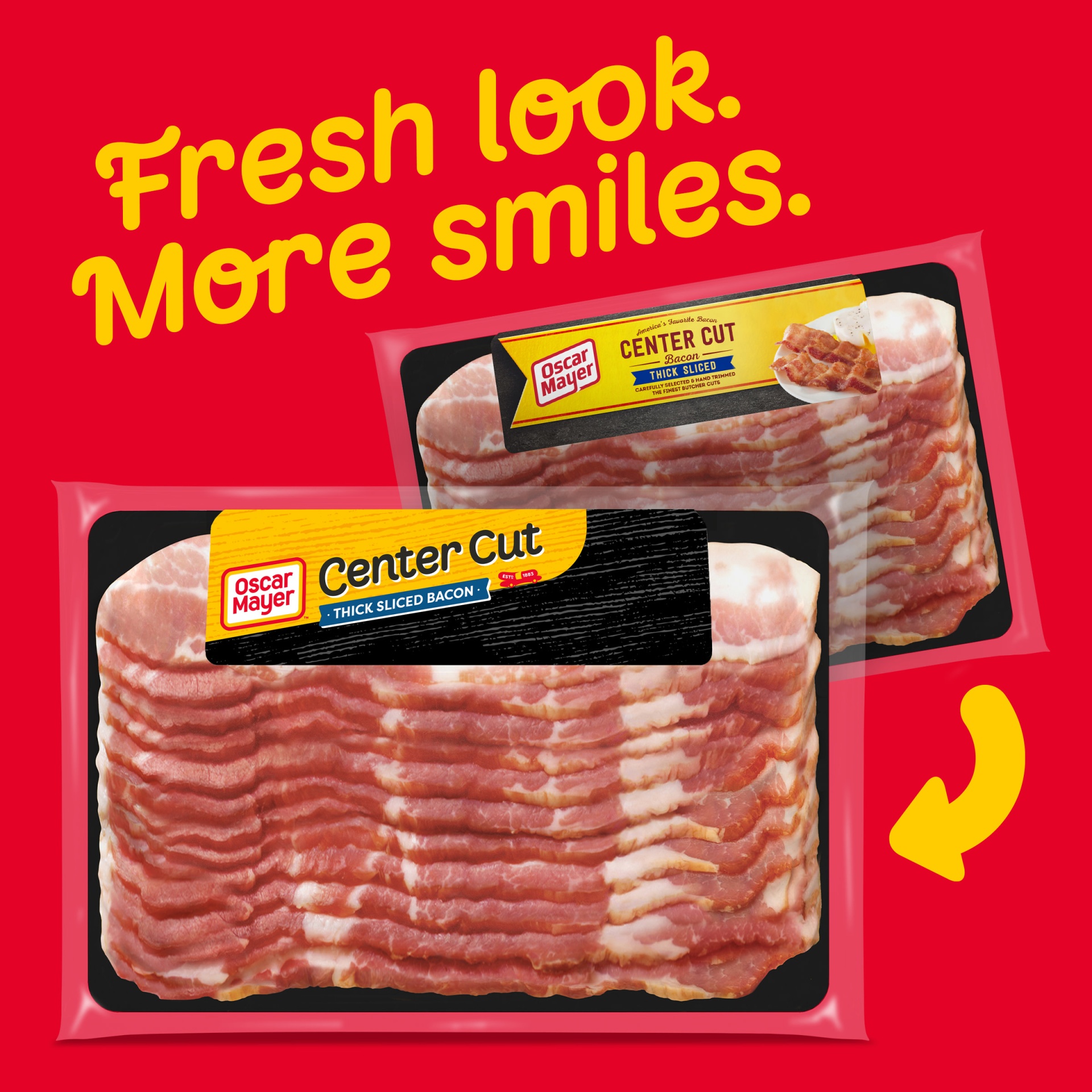 slide 2 of 7, Oscar Mayer Center Cut Thick Sliced Bacon Pack, 11-13 slices, 12 oz
