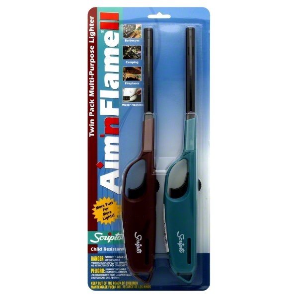 slide 1 of 1, Scripto Aim'N Flame Ii Multi-Purpose Lighter Twin Pack, 2 ct