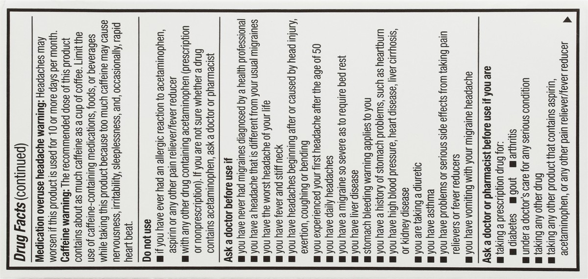 slide 10 of 10, TopCare Migraine Formula, With Caffeine, Coated Caplets, 100 ct