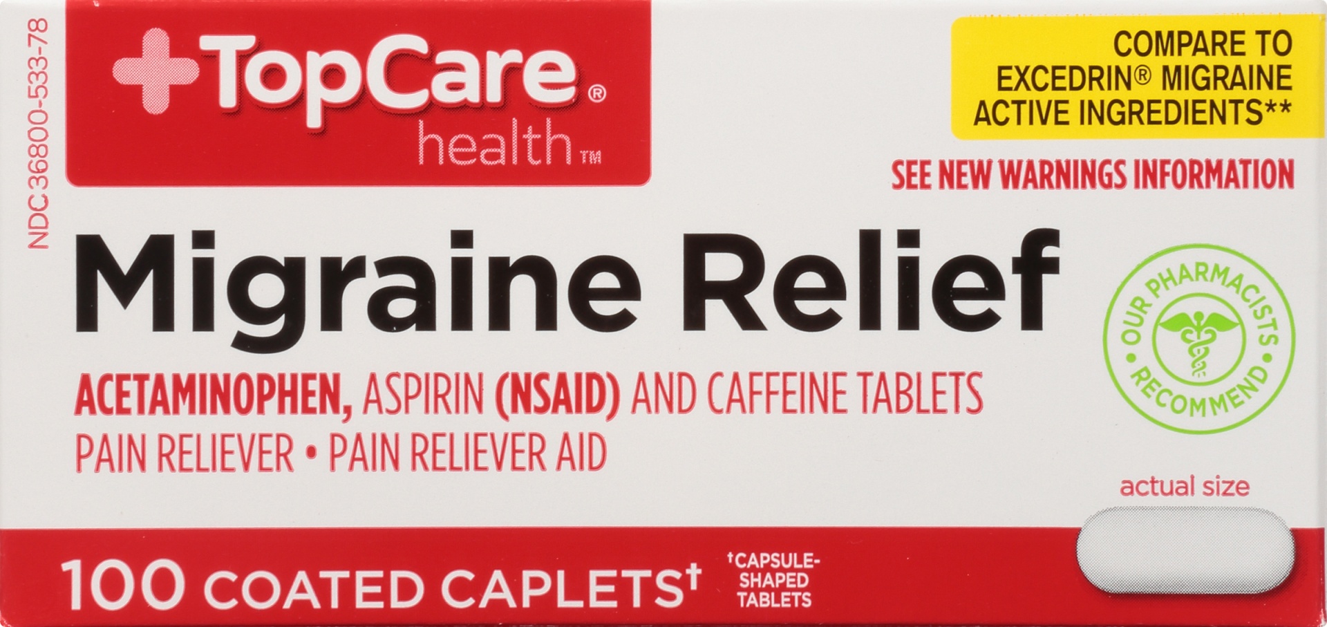 TopCare Migraine Formula With Caffeine Acetaminophen / Aspirin (nsaid ...