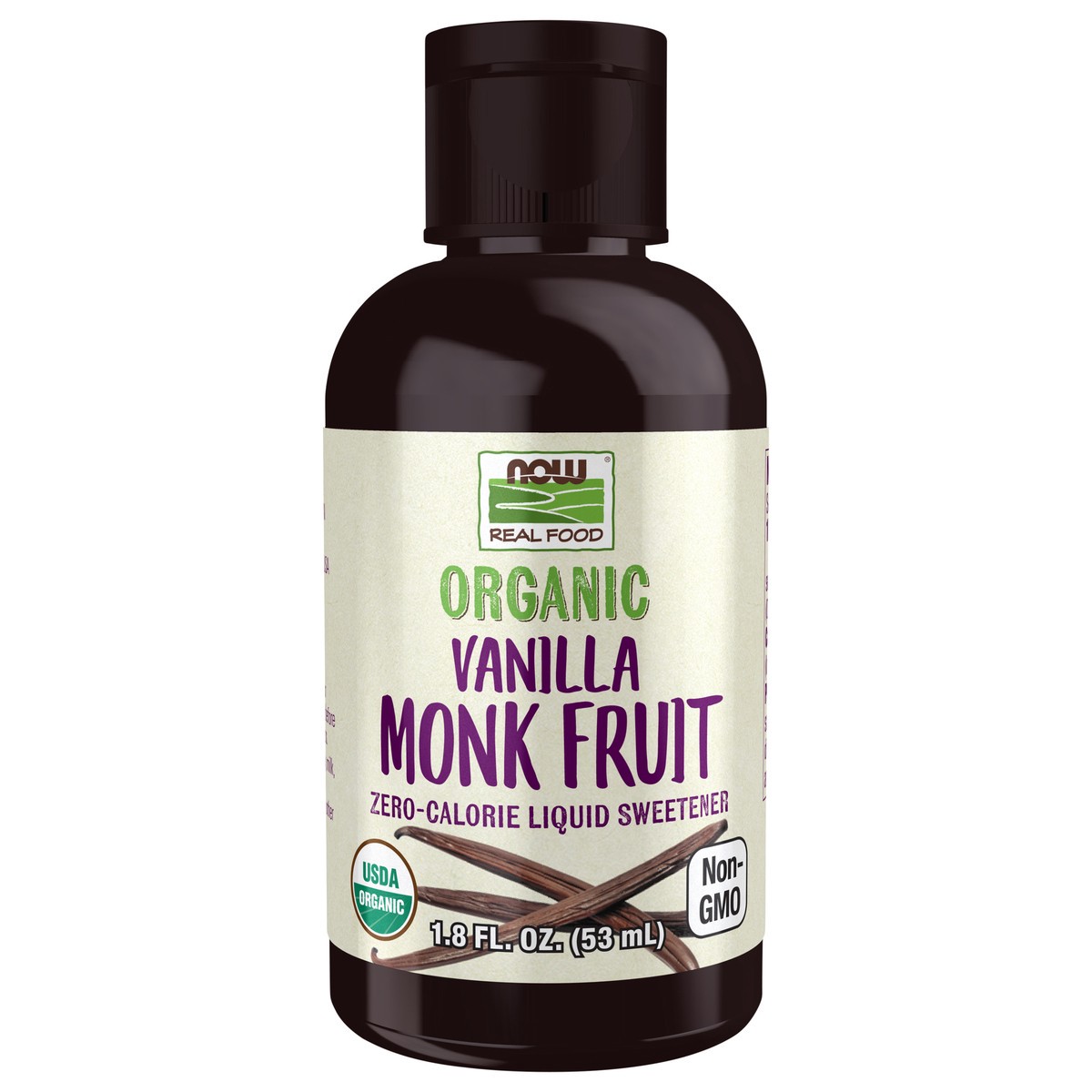 slide 3 of 9, NOW Real Food Monk Fruit Vanilla Liquid, Organic - 1.8 fl. oz., 1.80 fl oz