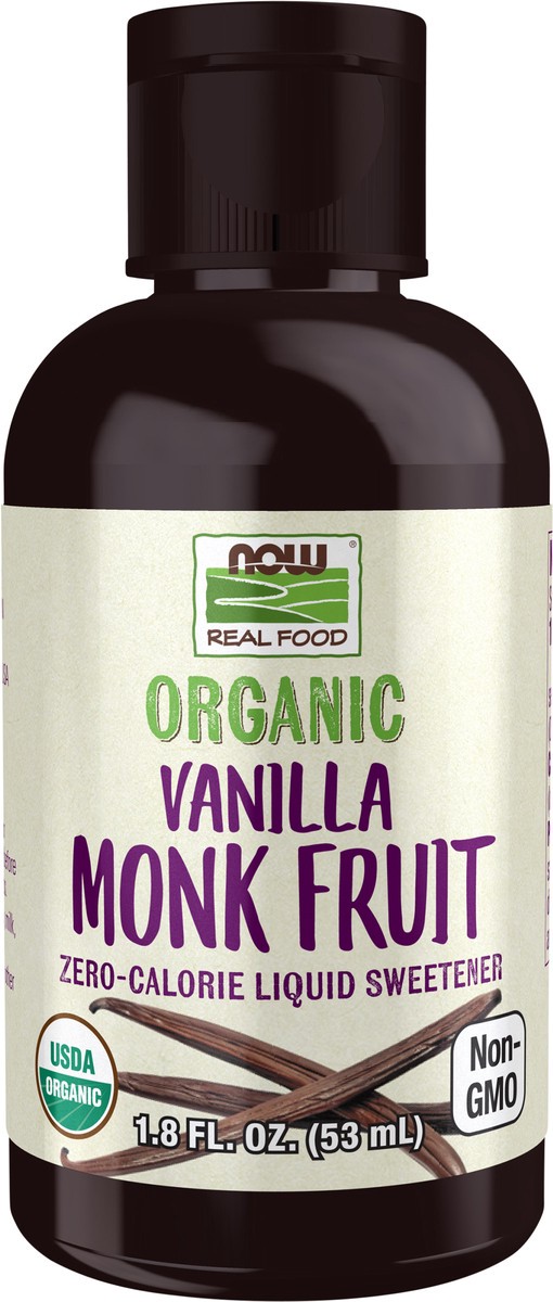 slide 7 of 9, NOW Real Food Monk Fruit Vanilla Liquid, Organic - 1.8 fl. oz., 1.80 fl oz