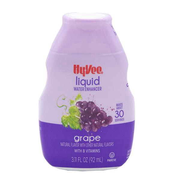 slide 1 of 1, Hy-Vee Liquid Water Enhancer, Grape, 3.11 fl oz