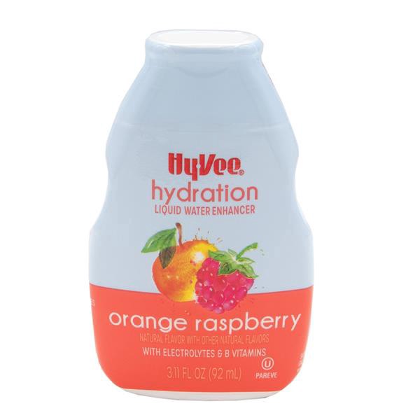 slide 1 of 1, Hy-Vee Hydration Liquid Water Enhancer, Orange Raspberry, 3.11 fl oz