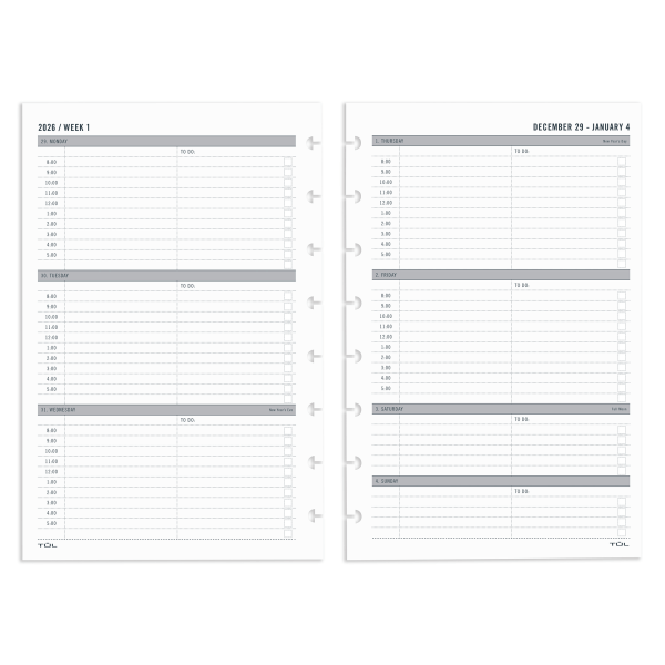 slide 1 of 3, TUL 2026 TUL® Discbound Weekly Planner Refill Pages, Junior Size, January To December, 1 ct