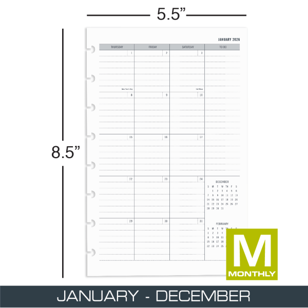 slide 3 of 3, TUL 2026 TUL® Discbound Monthly Planner Refill Pages With 12 Tab Dividers, Junior Size, Gray, January To December, 1 ct