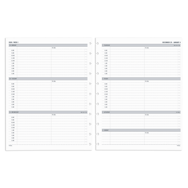 slide 1 of 3, TUL 2026 TUL® Discbound Weekly Planner Refill Pages, Letter Size, January To December, TULLTFLRTIMERY26, 1 ct