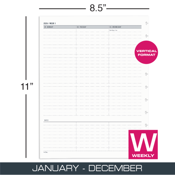 slide 3 of 3, TUL 2026 TUL® Discbound Weekly Planner Refill Pages, Letter Size, January To December, TULLTFLRUTIMRY26, 1 ct