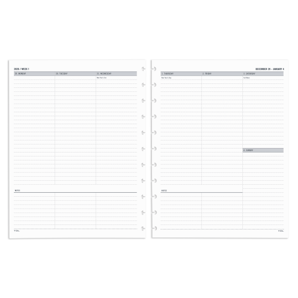 slide 1 of 3, TUL 2026 TUL® Discbound Weekly Planner Refill Pages, Letter Size, January To December, TULLTFLRUTIMRY26, 1 ct