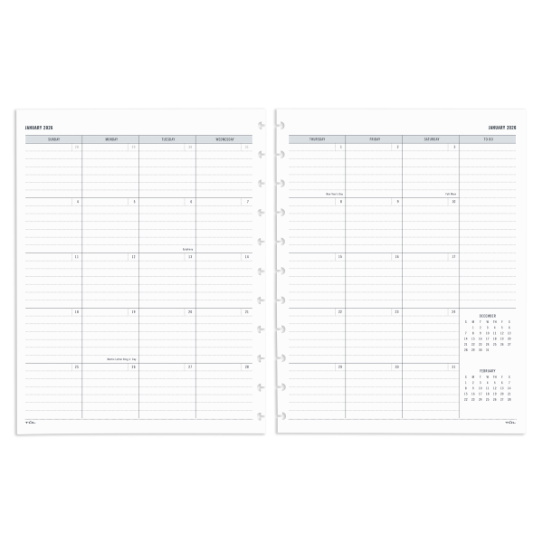 slide 3 of 3, TUL 2026 TUL® Discbound Monthly Planner Refill Pages With 12 Tab Dividers, Letter Size, Gray, January To December, 1 ct
