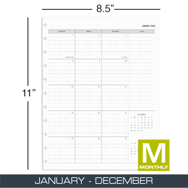 slide 2 of 3, TUL 2026 TUL® Discbound Monthly Planner Refill Pages With 12 Tab Dividers, Letter Size, Gray, January To December, 1 ct