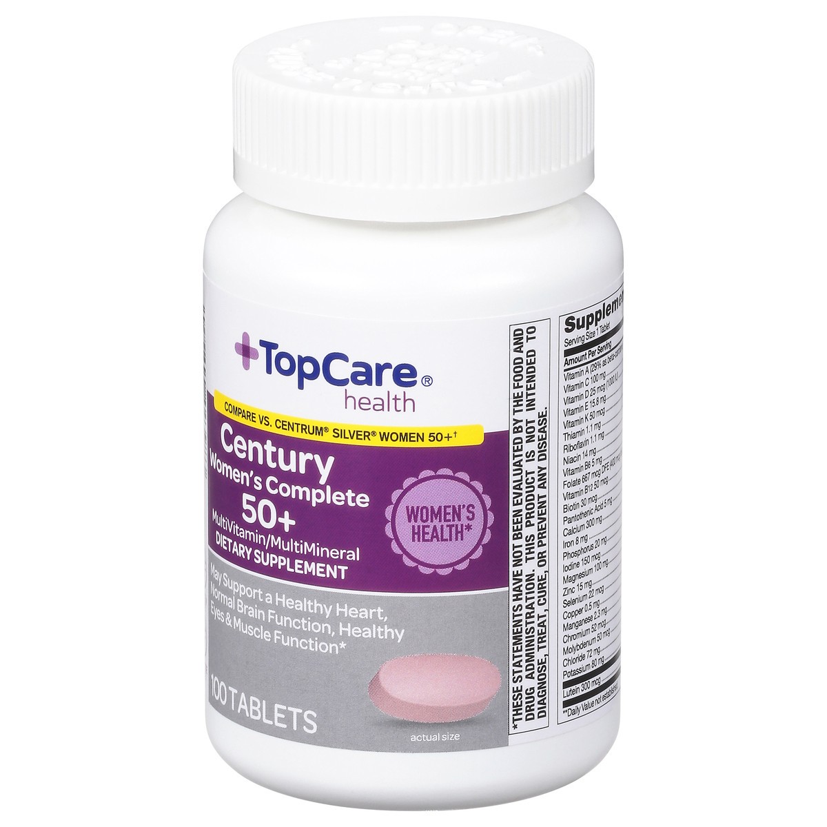 slide 9 of 14, TopCare Health Century Women's Complete 50+ Multivitamin/Multimineral 100 Tablets, 100 ct
