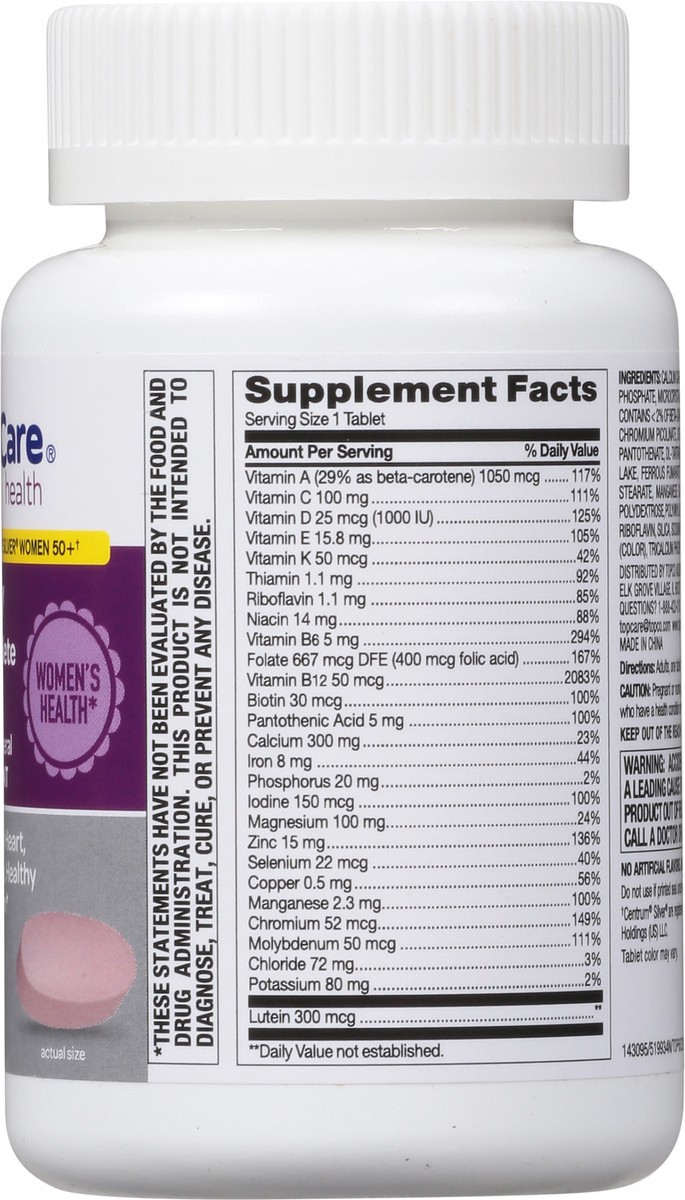 slide 4 of 14, TopCare Health Century Women's Complete 50+ Multivitamin/Multimineral 100 Tablets, 100 ct