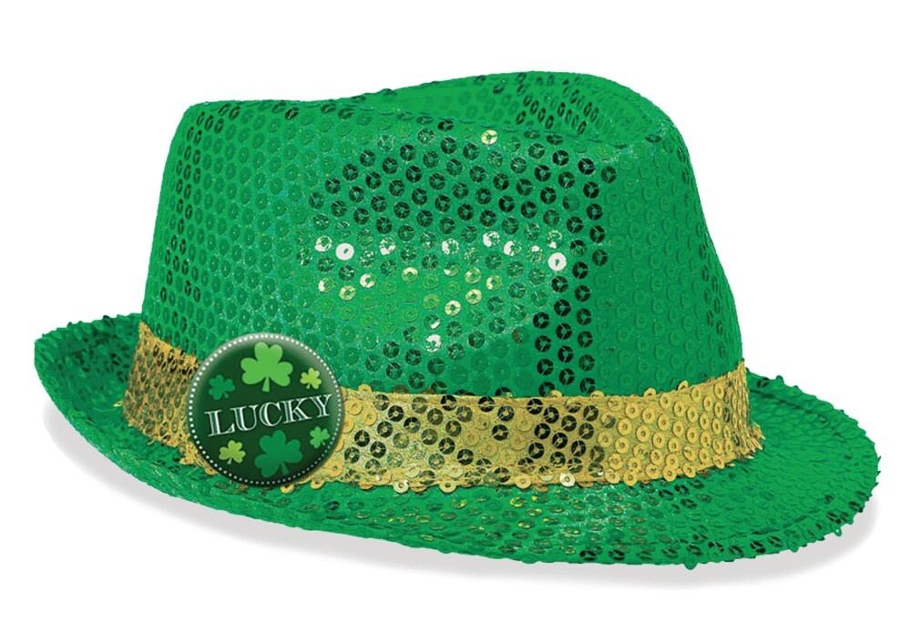 slide 1 of 1, Amscan St. Patrick's Day Sequined Fedora - Green, 1 ct