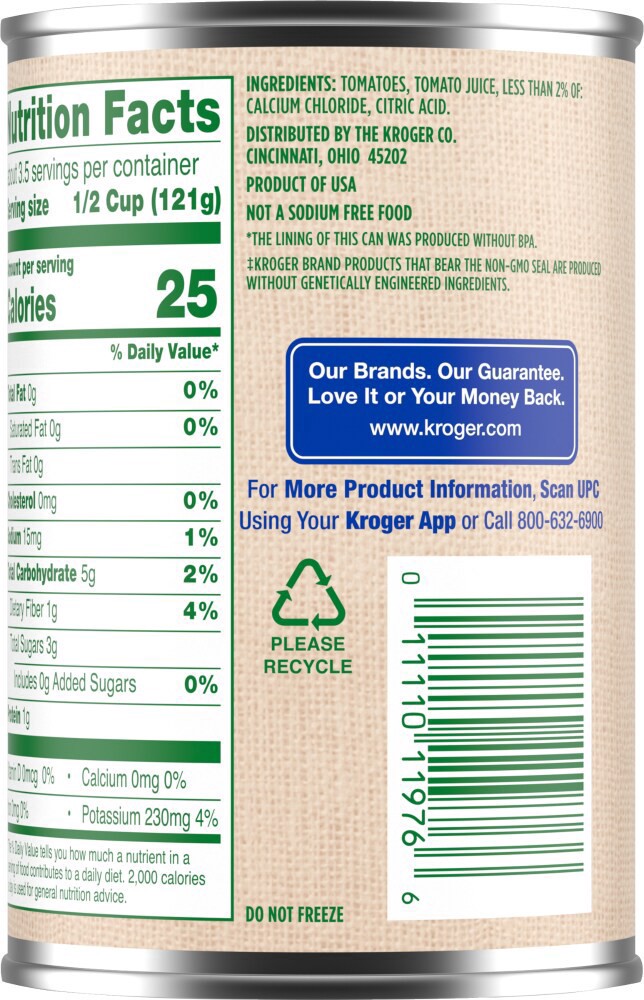 slide 4 of 6, Kroger No Salt Added Diced Petite Tomatoes, 14.5 oz