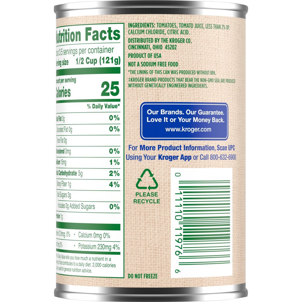 slide 2 of 6, Kroger No Salt Added Diced Petite Tomatoes, 14.5 oz