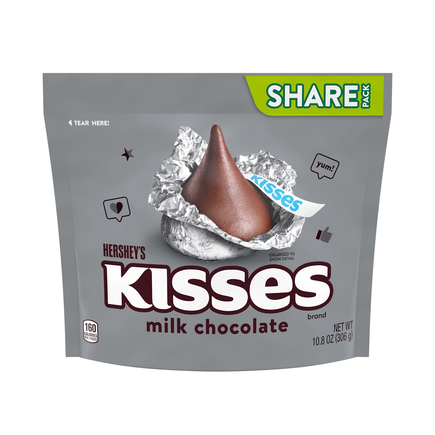 slide 1 of 1, Hershey's KISSES Milk Chocolate Candy Share Pack, 10.8 oz, 10.8 oz