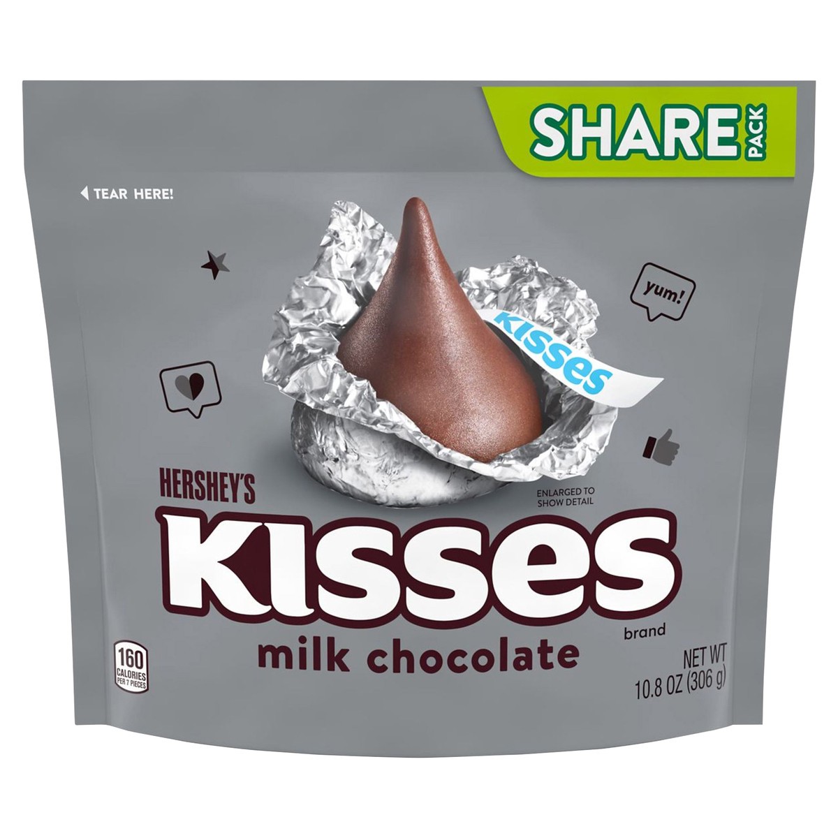 slide 1 of 5, Hershey's Kisses Milk Chocolate Kisses, 10.8 oz