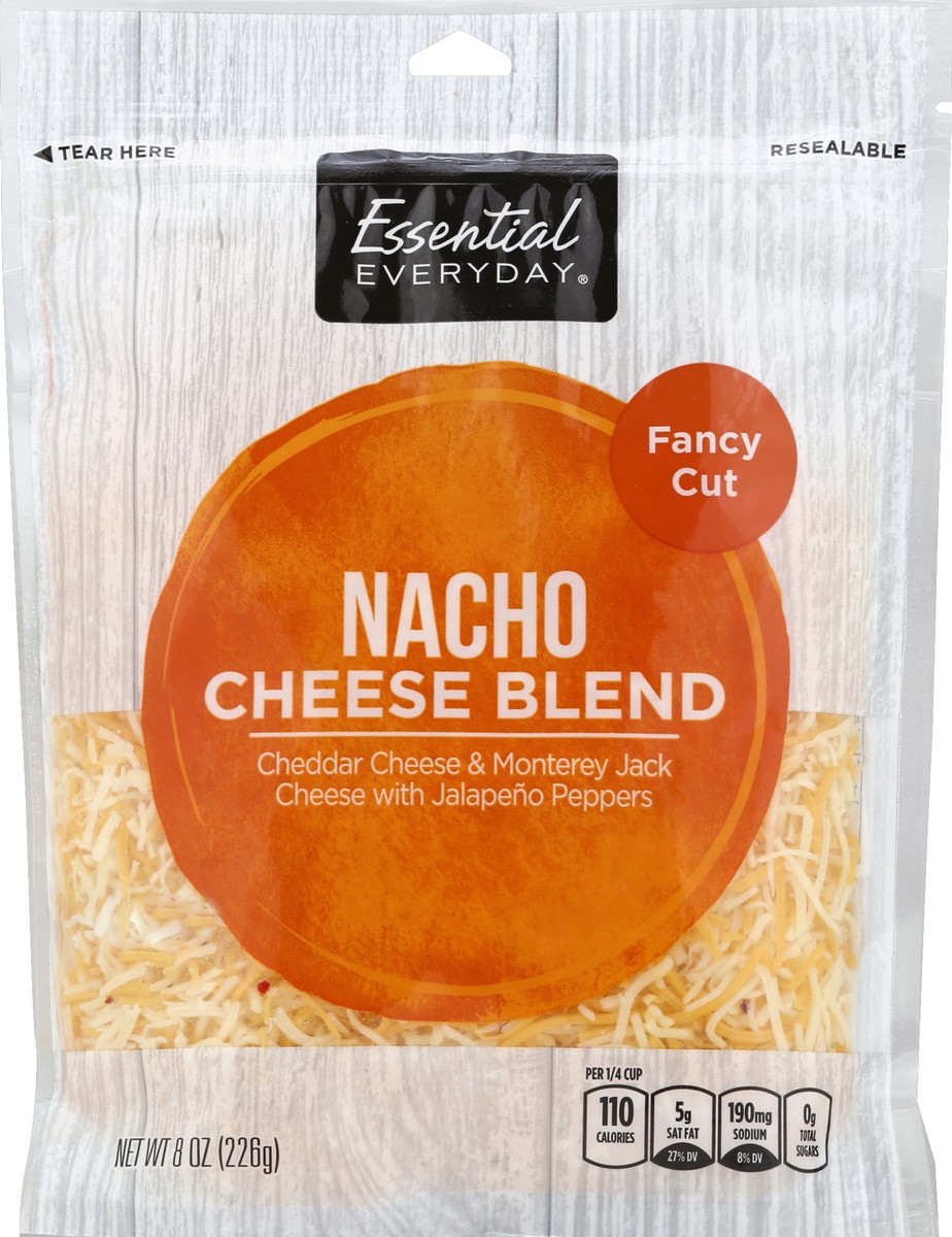 slide 6 of 6, Essential Everyday Cheese, Cheese Blend, Nacho, Fancy Cut, 8 oz