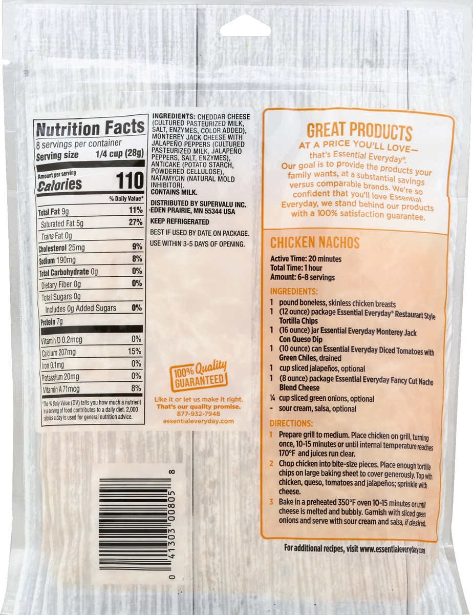 slide 3 of 6, Essential Everyday Cheese, Cheese Blend, Nacho, Fancy Cut, 8 oz