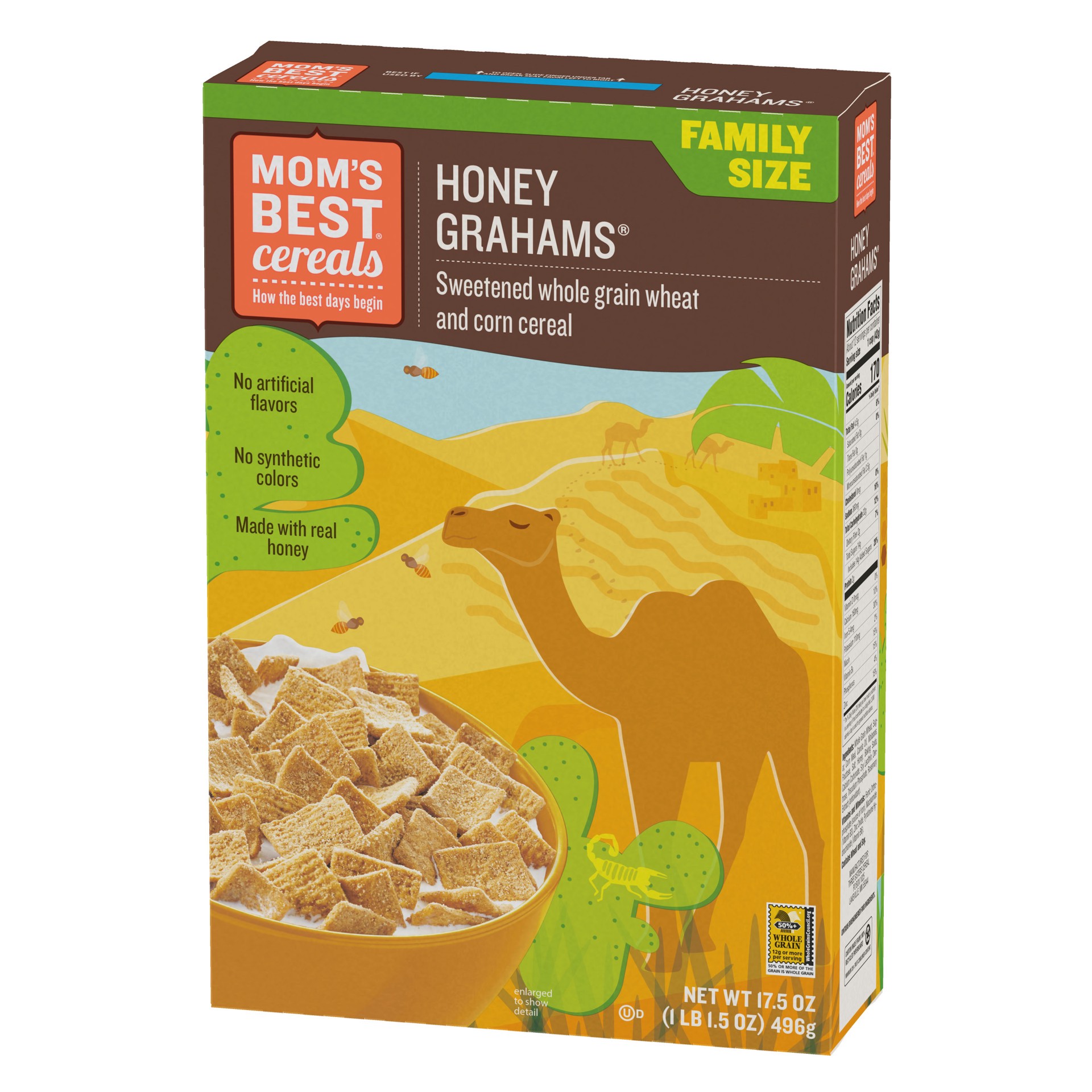 slide 4 of 5, MOM's Best Cereals Mom's Best Honey Grahams Breakfast Cereal, 17.5 OZ Box, 17.5 oz