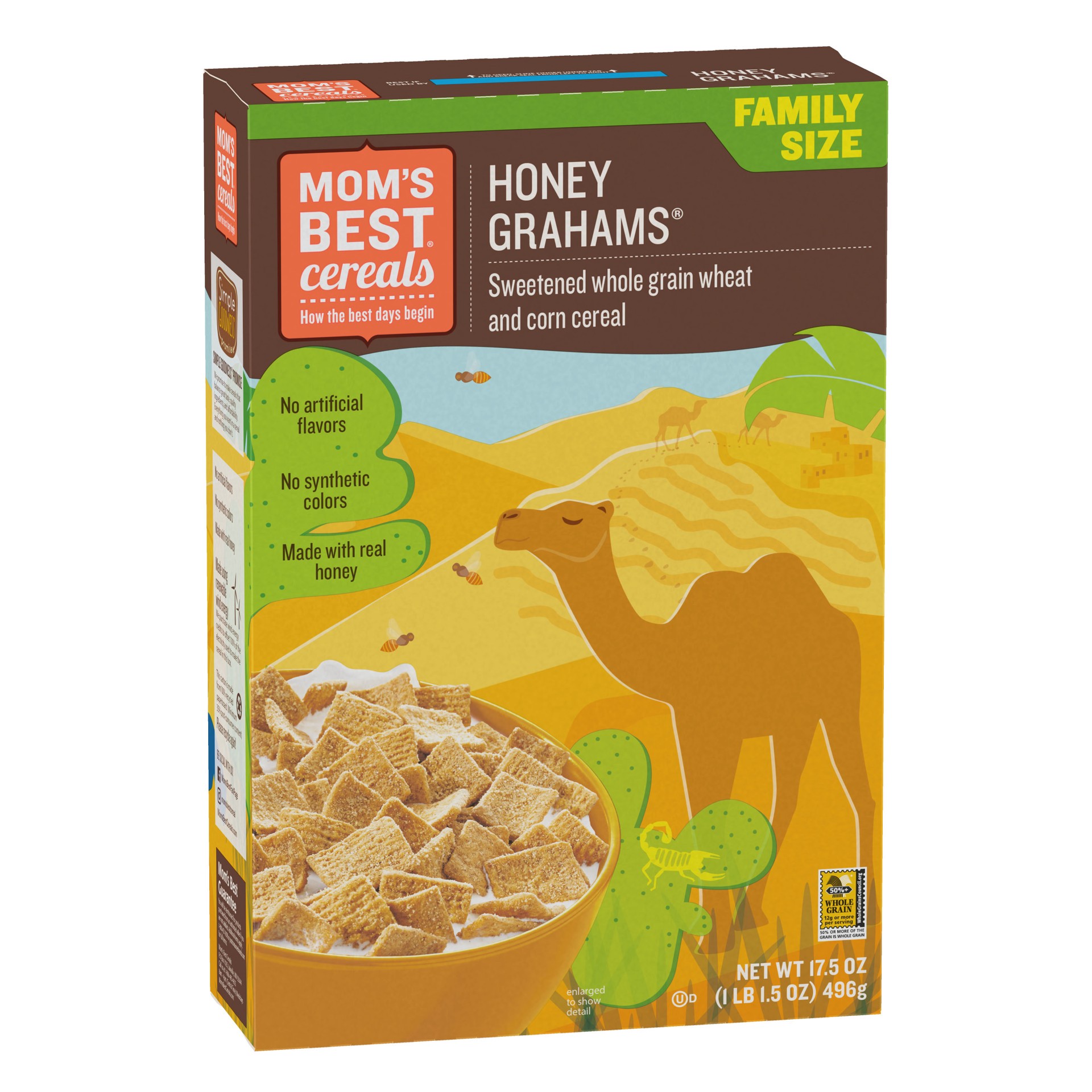 slide 5 of 5, MOM's Best Cereals Mom's Best Honey Grahams Breakfast Cereal, 17.5 OZ Box, 17.5 oz