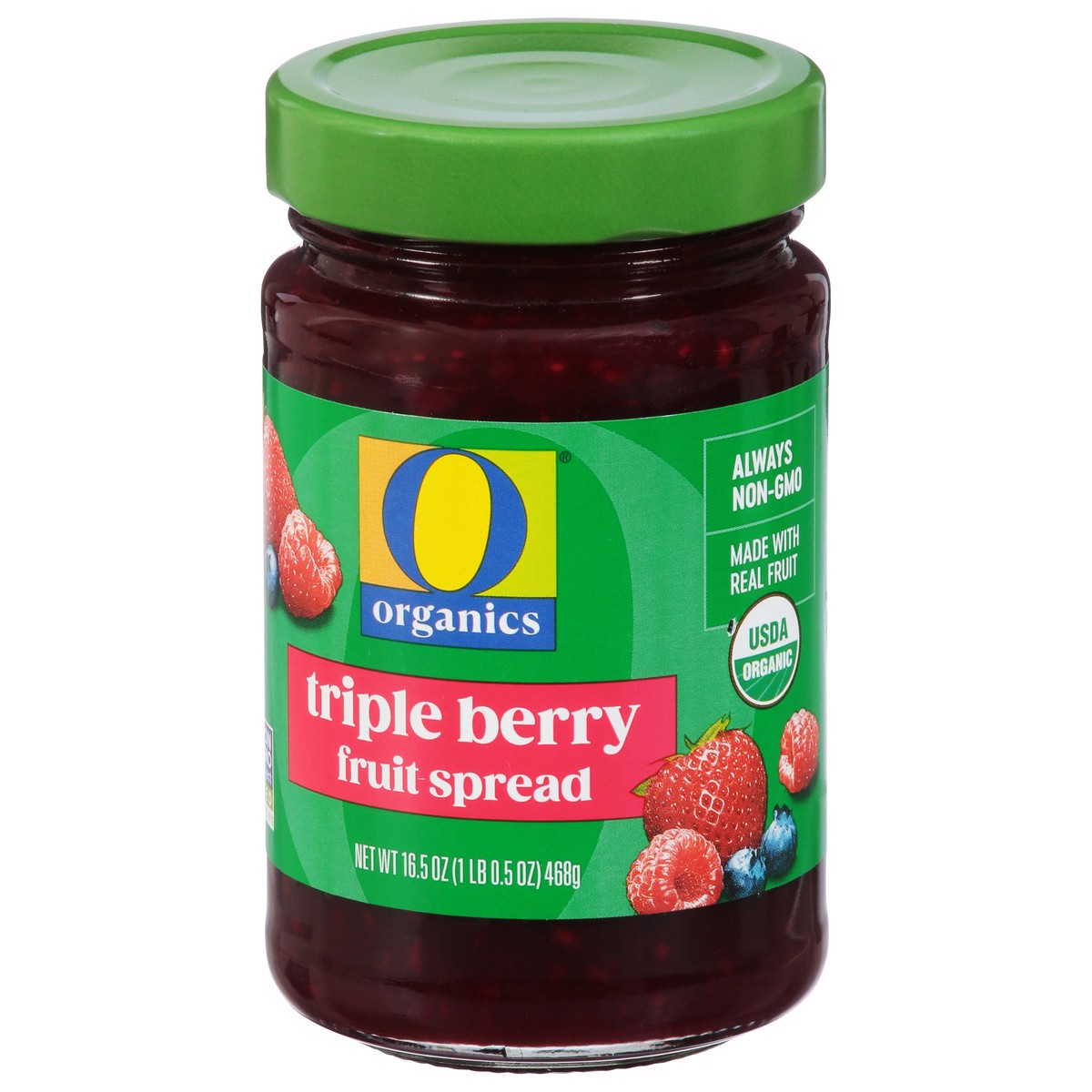 slide 3 of 4, O Organics Triple Berry Fruit Spread - 16.5 Oz, 16.5 oz