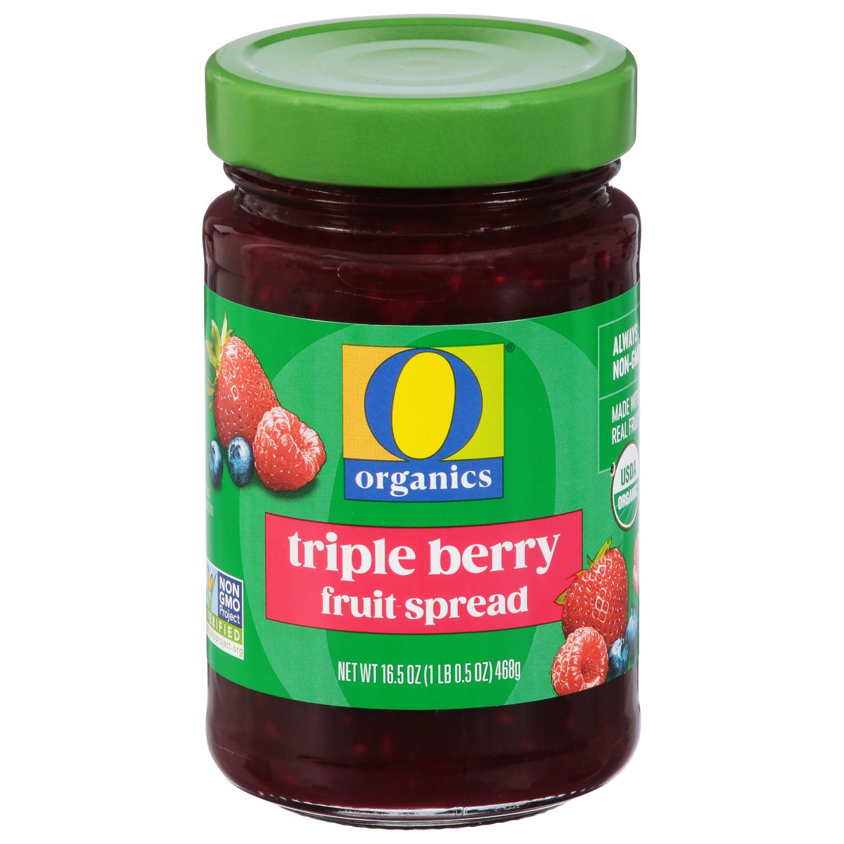 slide 1 of 4, O Organics Triple Berry Fruit Spread - 16.5 Oz, 16.5 oz