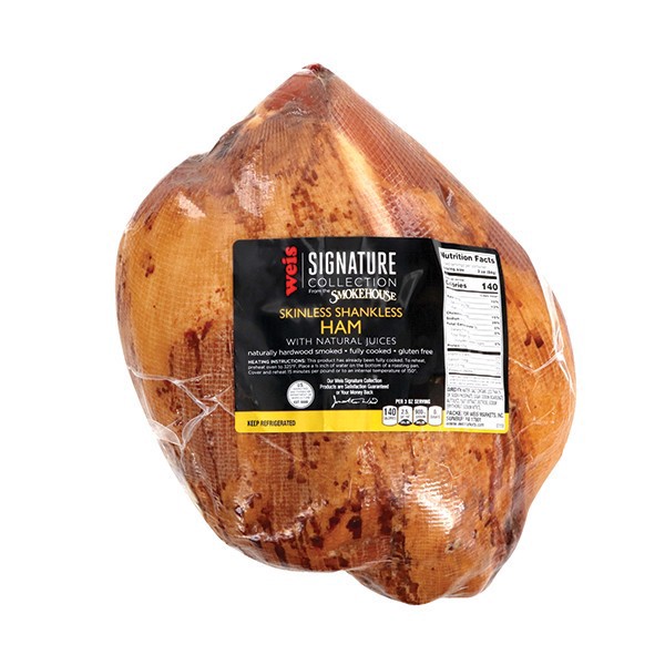 slide 1 of 1, Weis Signature Collection Bone-In Skinless Shankless Whole Ham, per lb