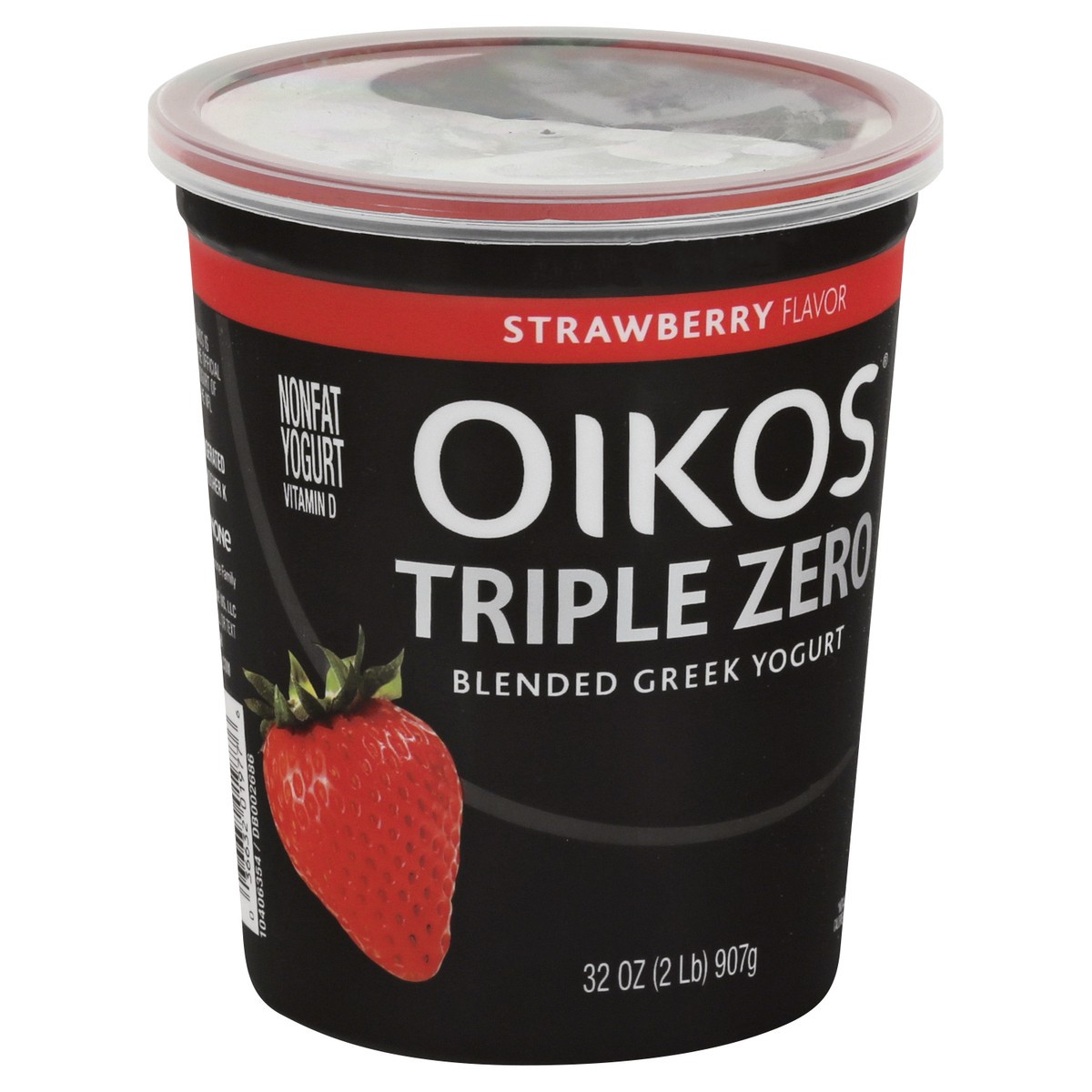 slide 2 of 10, Oikos Triple Zero Strawberry Greek Yogurt, 32 oz