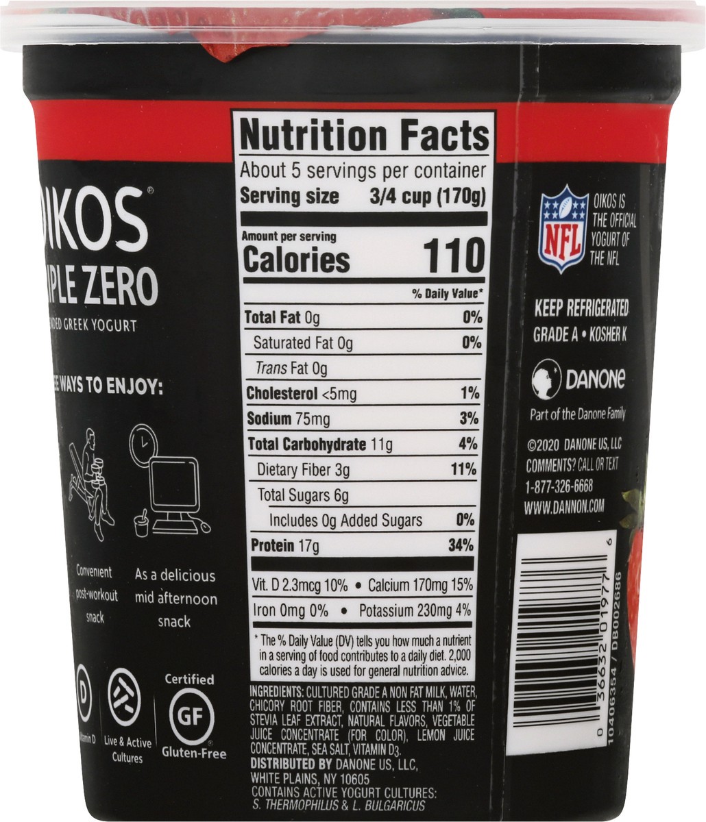 slide 10 of 10, Oikos Triple Zero Strawberry Greek Yogurt, 32 oz