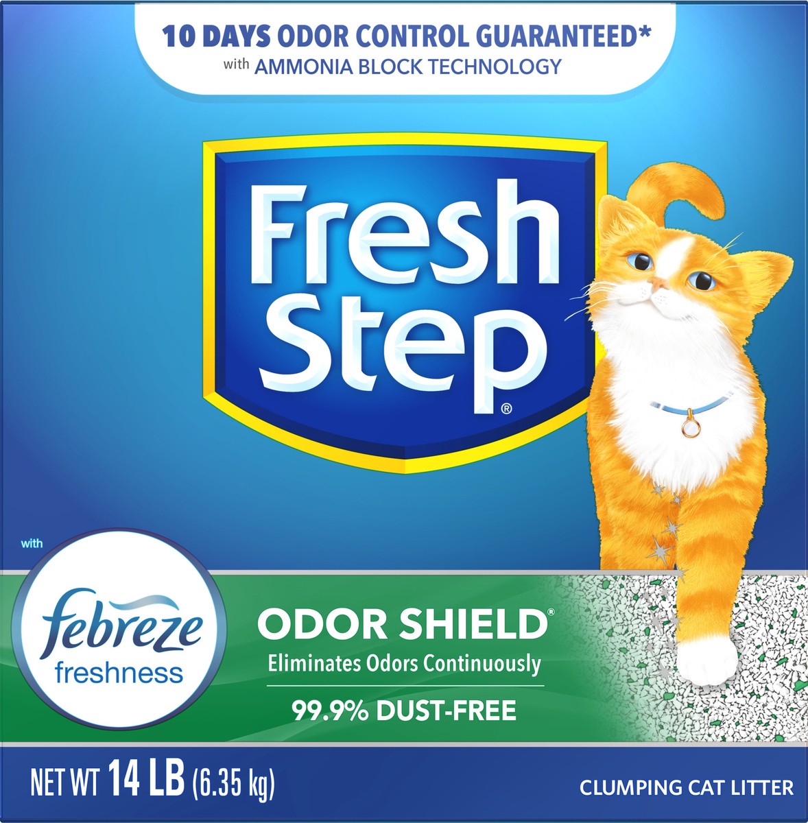 slide 2 of 9, Fresh Step Odor Shield Scented Scoopable Cat Litter, 14 lb