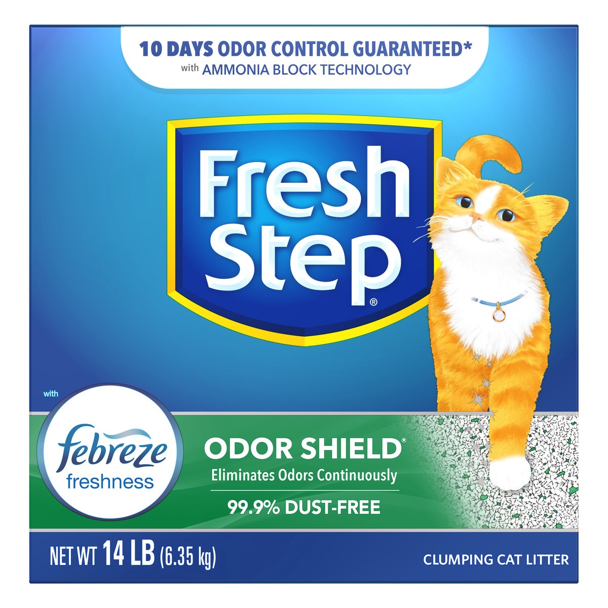 slide 5 of 9, Fresh Step Odor Shield Scented Scoopable Cat Litter, 14 lb