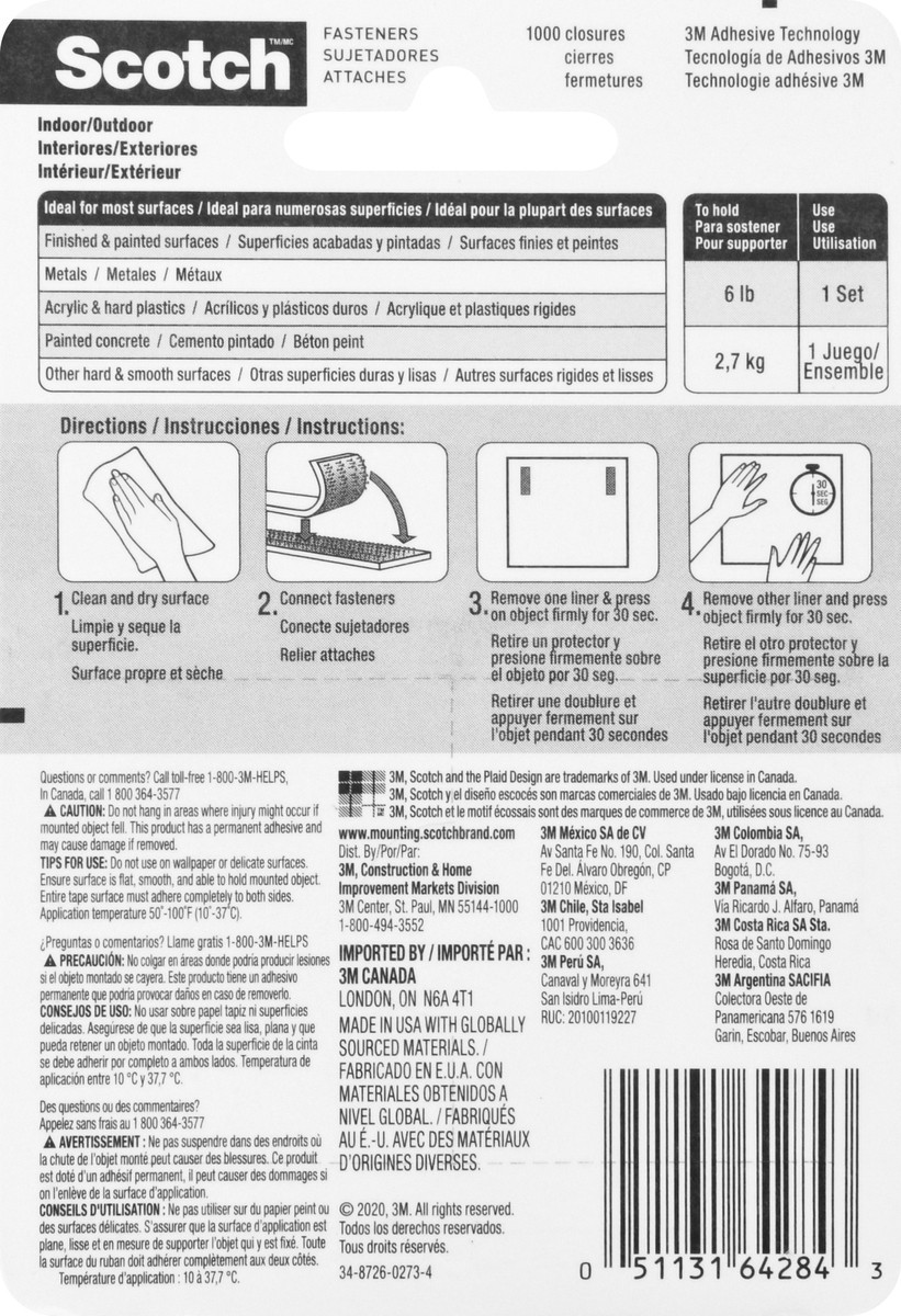 slide 7 of 10, Scotch Extreme Fasteners, Clear, 1 ct