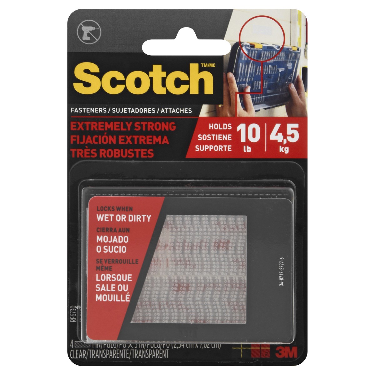 slide 1 of 10, Scotch Extreme Fasteners, Clear, 1 ct