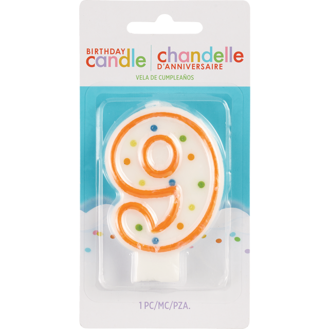 slide 1 of 1, AMSCAN Cndl Birthday Polka Dots #9, 1 ct