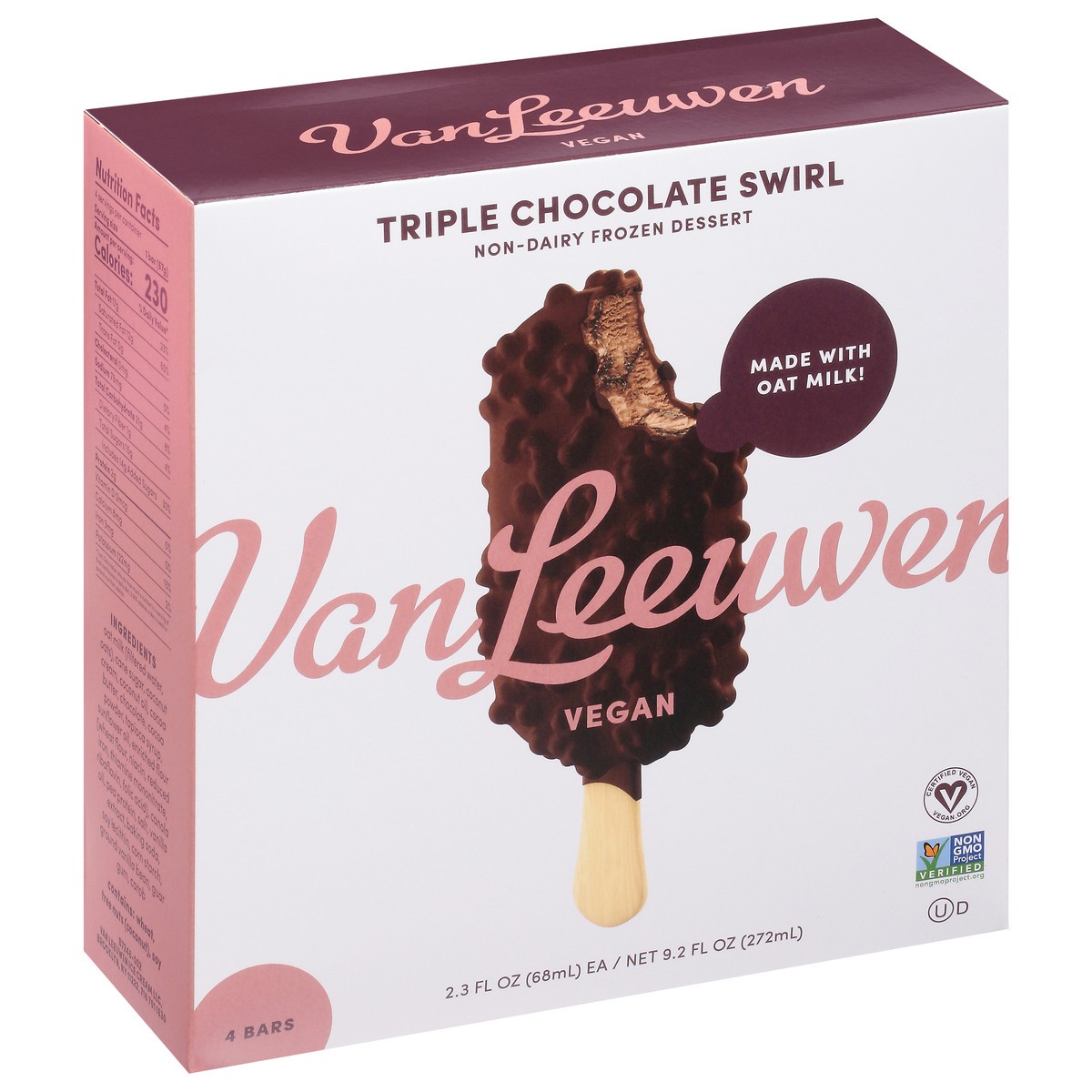 slide 8 of 9, Van Leeuwen Non-Dairy Triple Chocolate Swirl Frozen Dessert 3 - 3 fl oz Bars, 3 ct