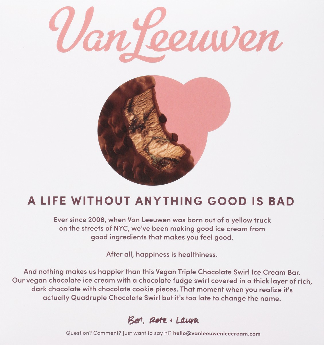 slide 3 of 9, Van Leeuwen Non-Dairy Triple Chocolate Swirl Frozen Dessert 3 - 3 fl oz Bars, 3 ct