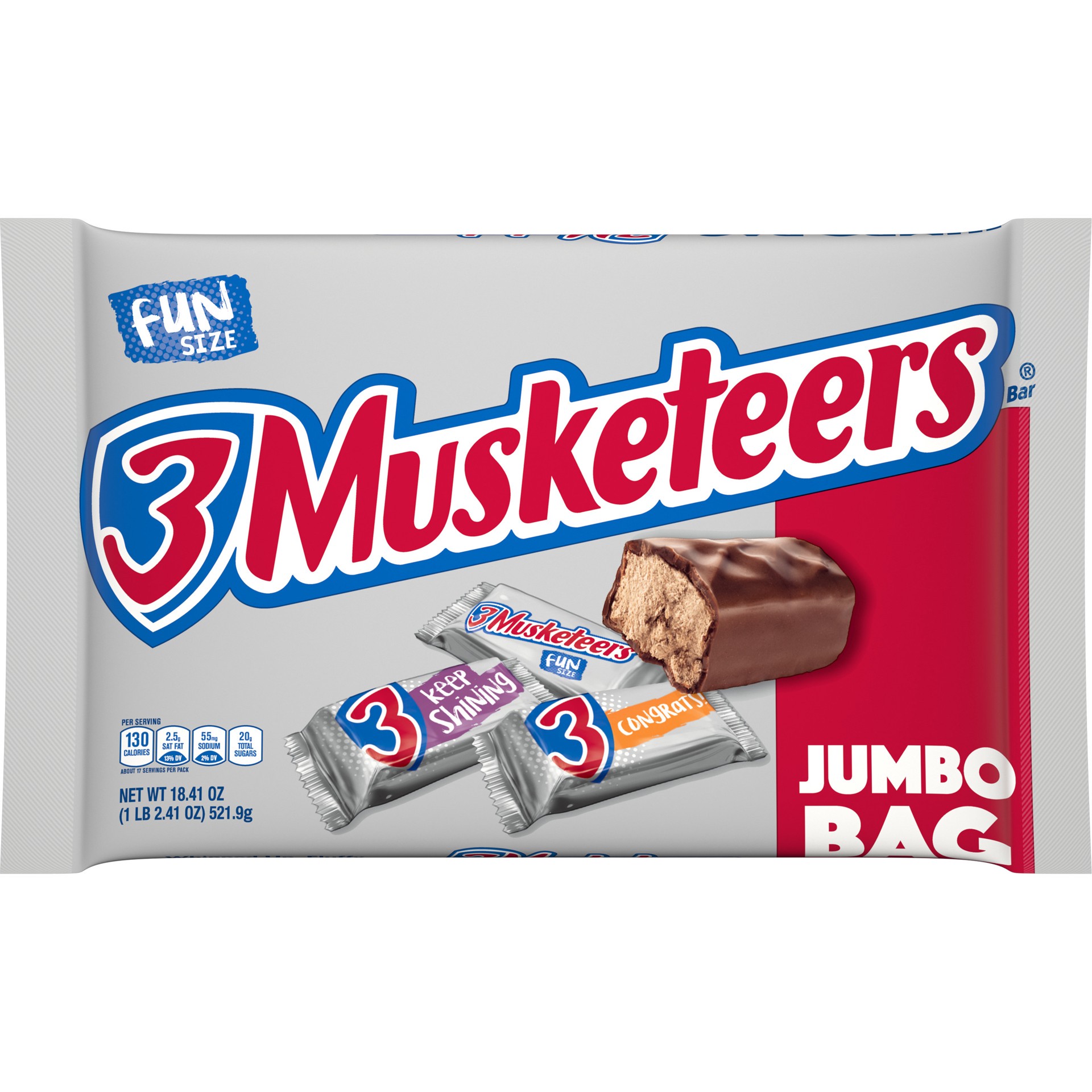 slide 1 of 9, 3 MUSKETEERS Fun Size Milk Chocolate Candy Bars - 18.41 oz Bag, 18.41 oz