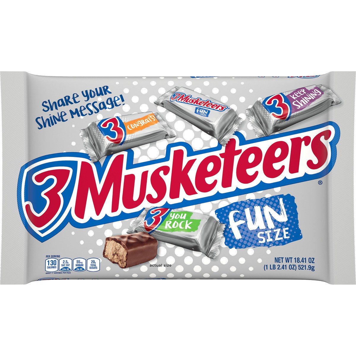 slide 2 of 9, 3 MUSKETEERS Fun Size Milk Chocolate Candy Bars - 18.41 oz Bag, 18.41 oz
