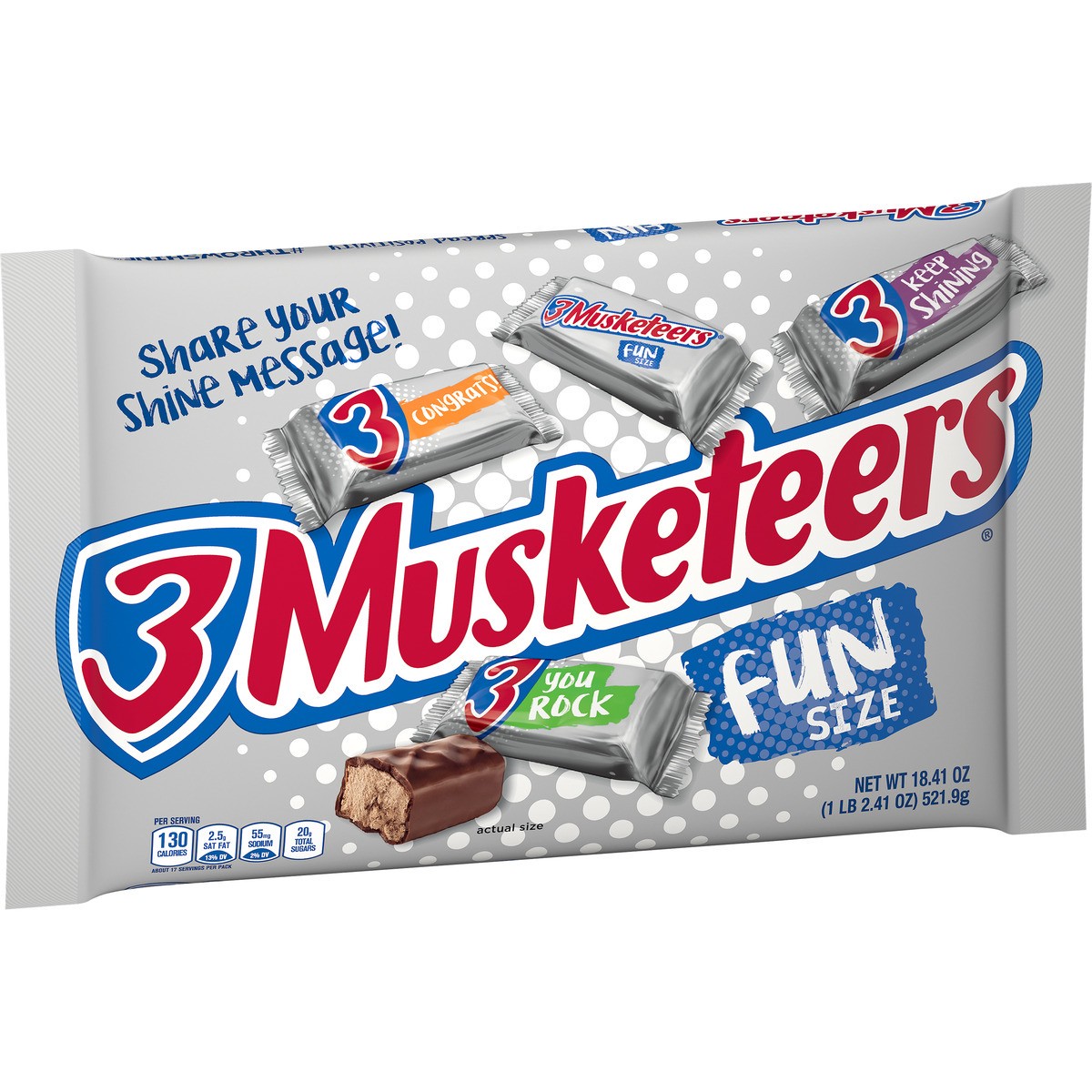 slide 4 of 9, 3 MUSKETEERS Fun Size Milk Chocolate Candy Bars - 18.41 oz Bag, 18.41 oz