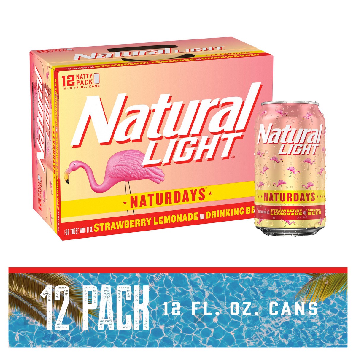 slide 1 of 5, Natural Light Naturdays Strawberry Lemonade Beer, 12 fl oz