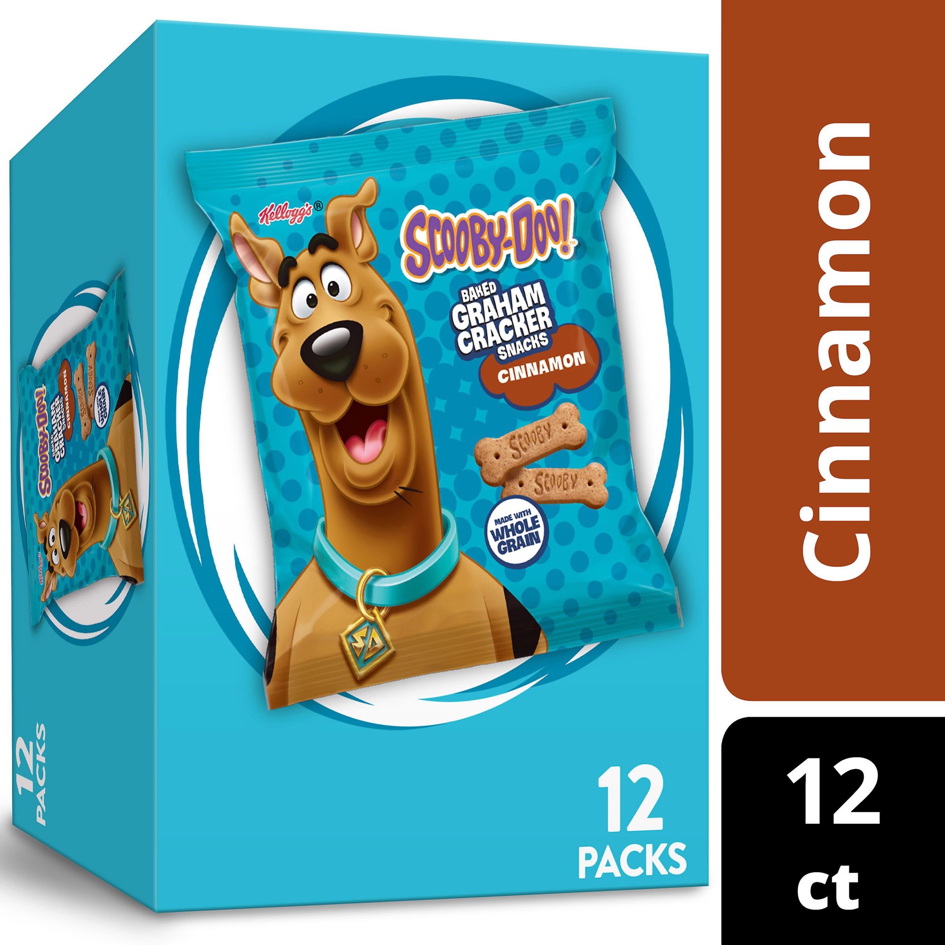 slide 1 of 5, Kellogg's SCOOBY-DOO! Baked Graham Cracker Sticks, Lunch Snacks, Snack Crackers, Cinnamon, 12oz Box, 12 Pouches, 12 oz