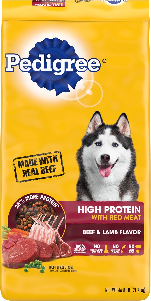 slide 3 of 12, PEDIGREE High Protein Adult Dry Dog Food Beef and Lamb Flavor Dog Kibble, 46.8 lb. Bag, 1 cnt