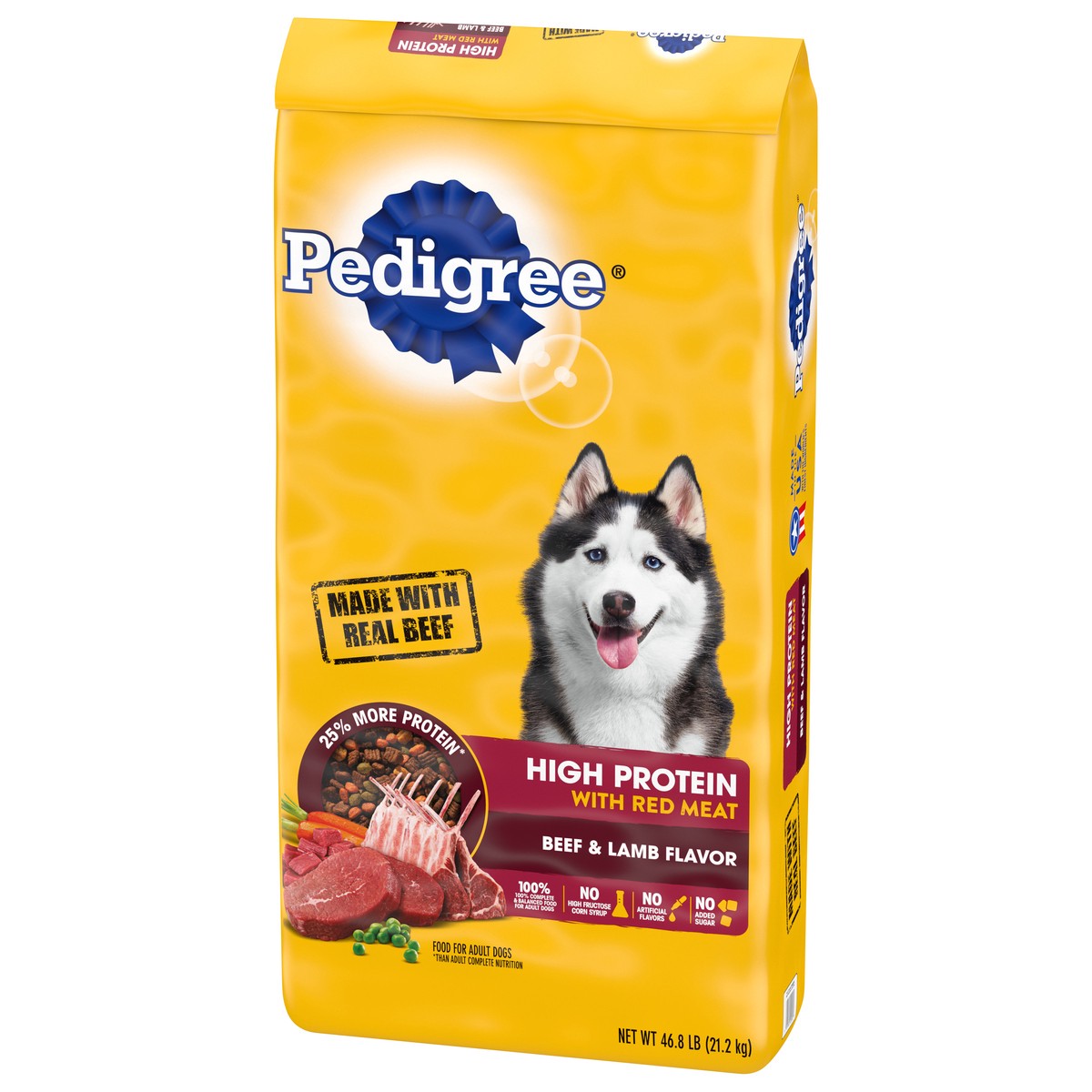 slide 4 of 12, PEDIGREE High Protein Adult Dry Dog Food Beef and Lamb Flavor Dog Kibble, 46.8 lb. Bag, 1 cnt